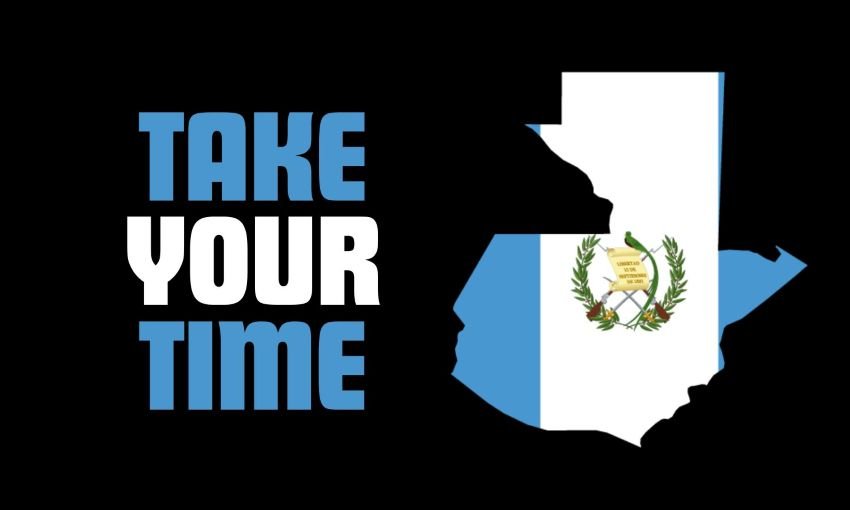 map of Guatemala flag with color-matching lettering