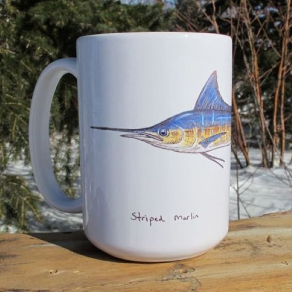Jeff Currier striped marlin coffee mug