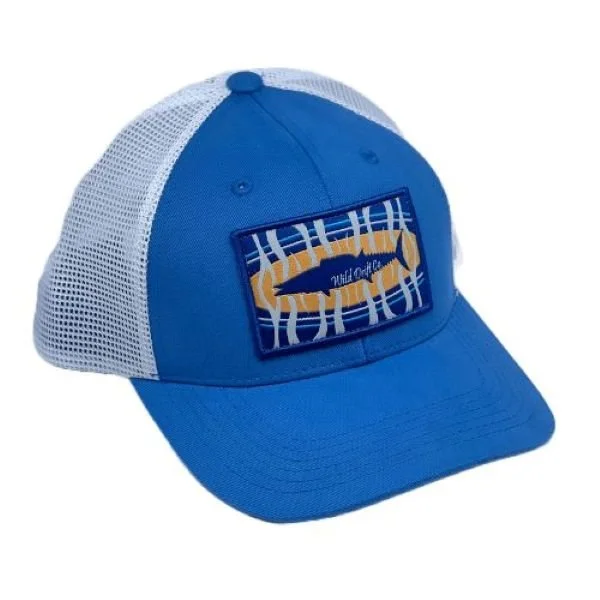 Wild Drift Co. Blue and white wahoo trucker hat