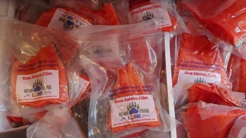 vacuum-sealed king salmon fillets from Bristol Bay Alaska