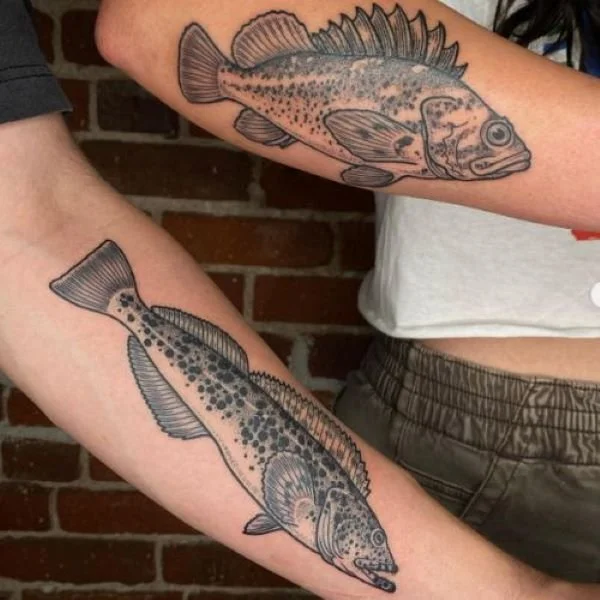 Alaska lingcod and rockfish tattoos