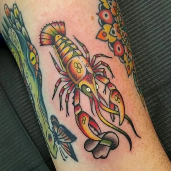 colorful crawfish tattoo Louisiana