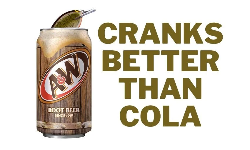 Crankbait emerging from a can of A&W Root Beer