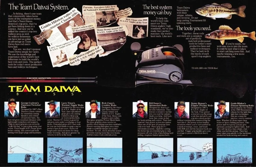 1990 Team Daiwa pro staff advertisement from Bassmaster
