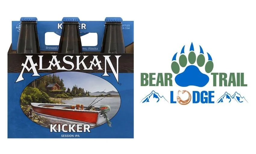 Alaskan Kicker Session IPA and Bear Trail Lodge logo