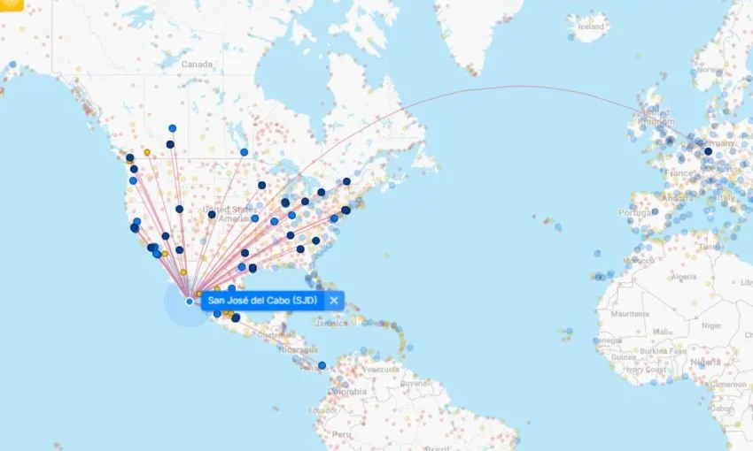 Flight routes to Cabo San Lucas
