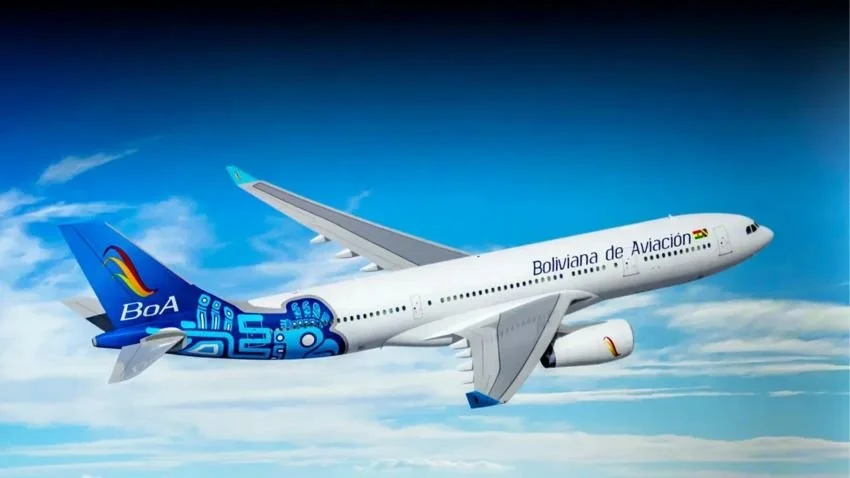 Boliviana de Aviación plane in the sky
