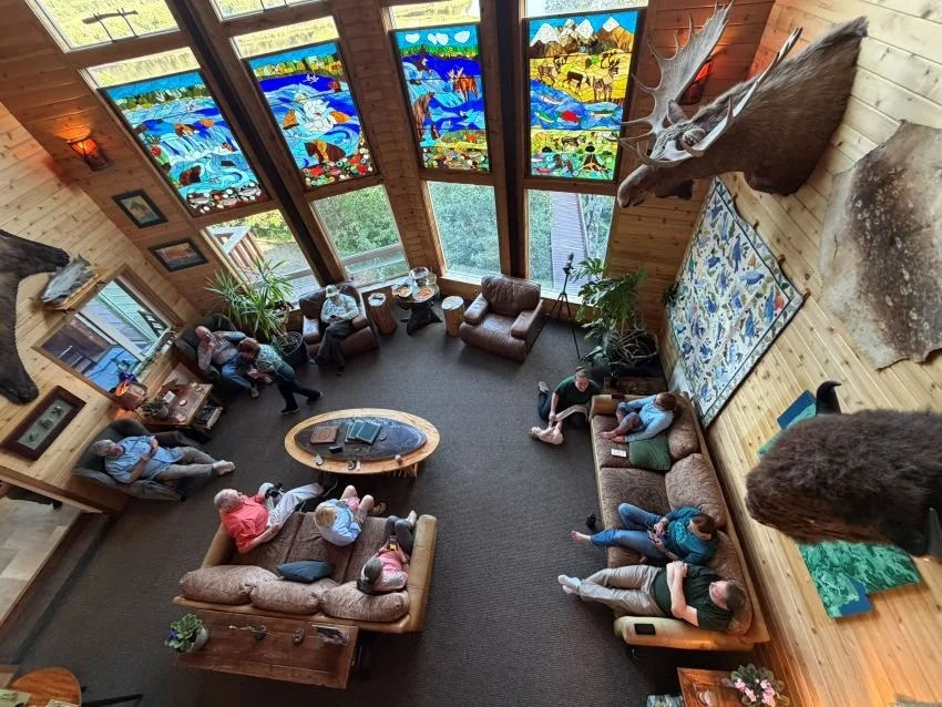 overhead view of living room at Bear Trail Lodge Alaska