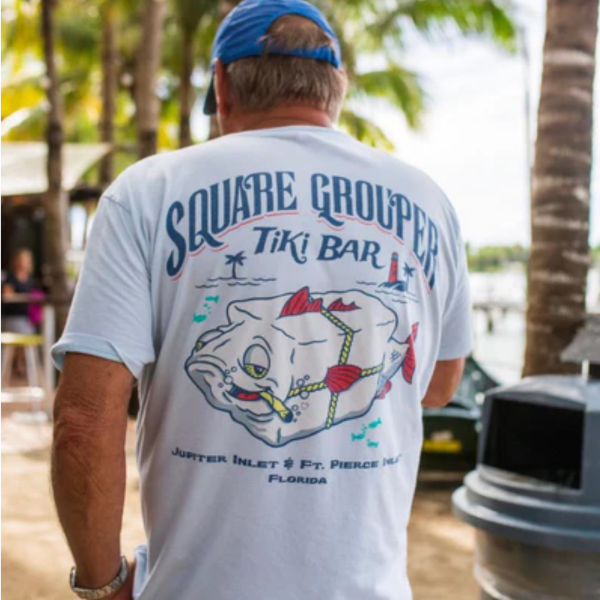 Square Grouper Tiki Bar Jupiter Inlet mens t-shirt