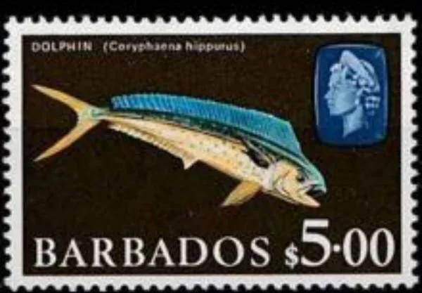 Dolphin fish stamp from Barbados