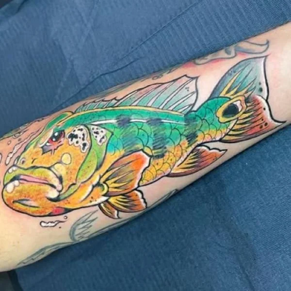 Cartoon tucunare tattoo