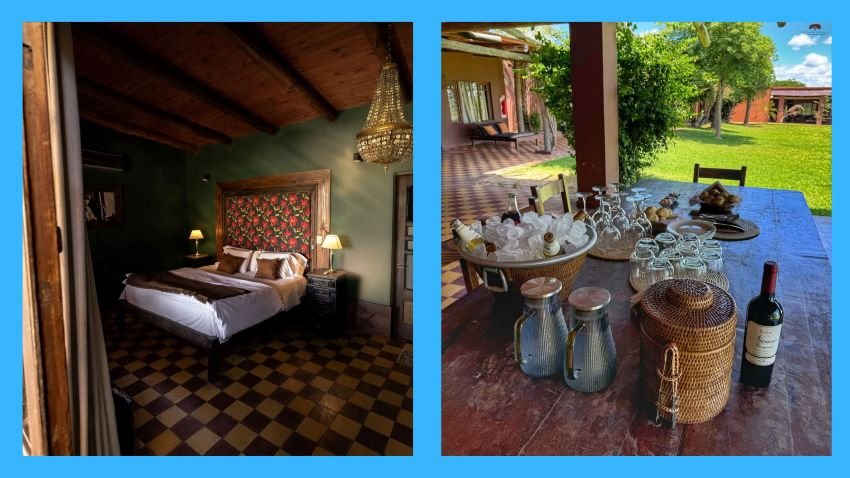 Dining and rooms at Five-Star Argentina fishing lodge