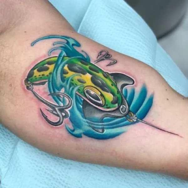 Travis James Tattoo Arbogast Jitterbug tattoo frog