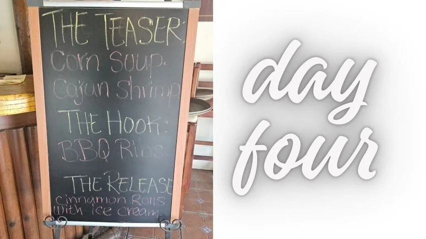 Menu at Casa Vieja fishing lodge Guatemala