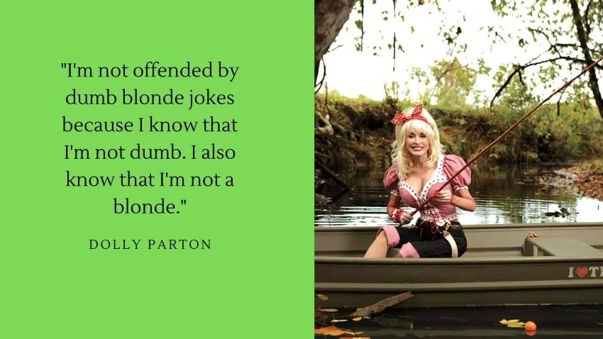 Dolly Parton fishing in a jon boat