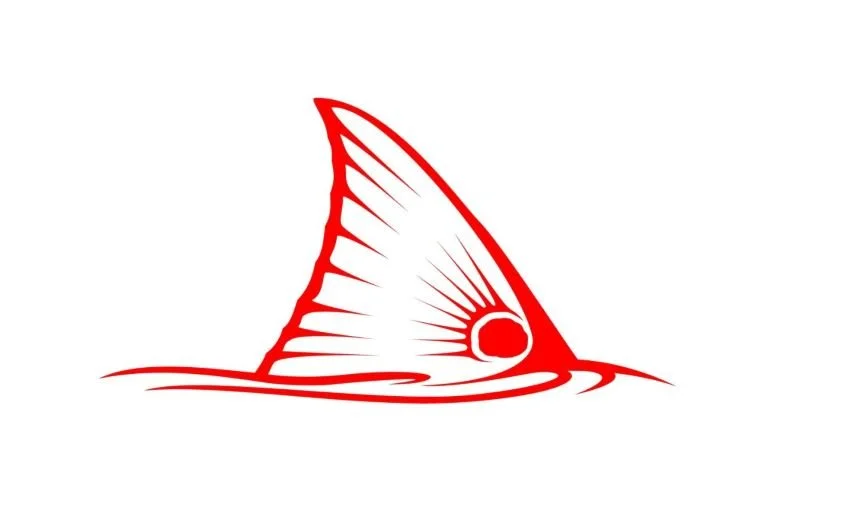 Simple outline of a redfish tail with a single dot