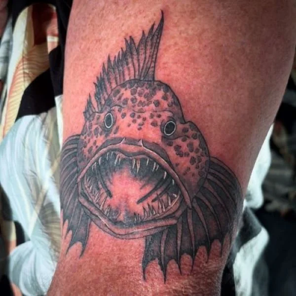 scary dragon lingcod tattoo