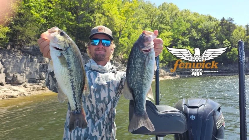 Emil Wagner with two bass at Table Rock Lake