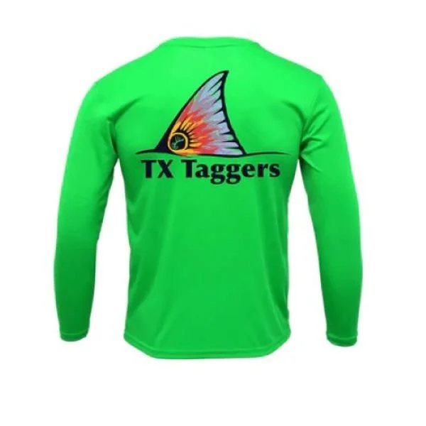 Neon Green Texas Taggers redfish tail shirt