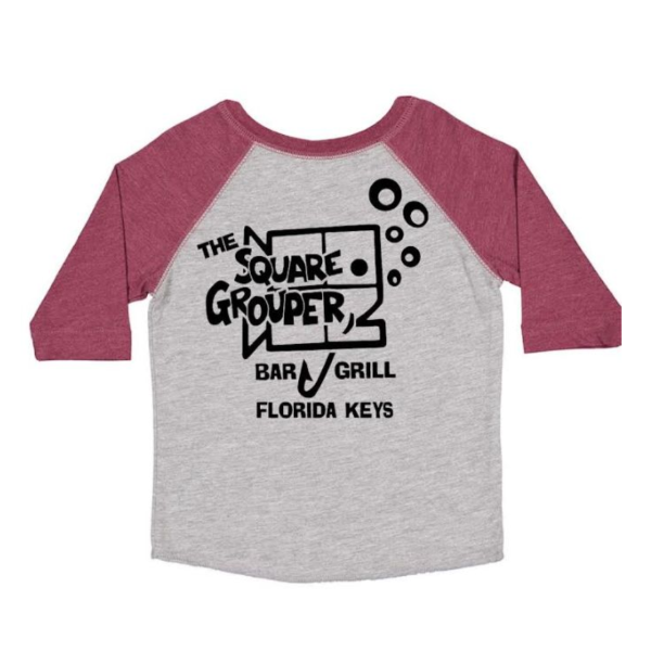 Square Grouper Bar and Grill Florida Keys youth 3/4 sleeve shirt