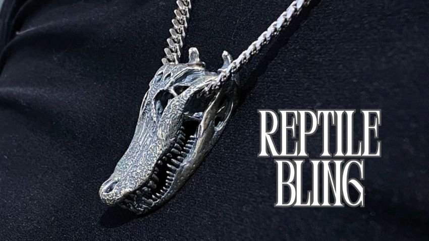 Alligator Skull Pendant Gold Silver