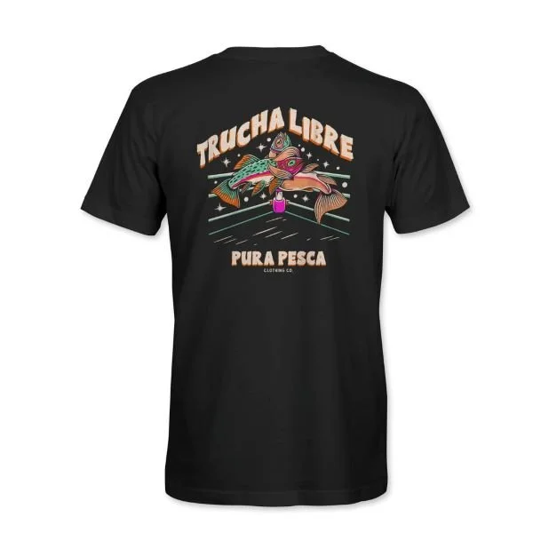 Trucha Libre Pura Pesca Clothing black t-shirt