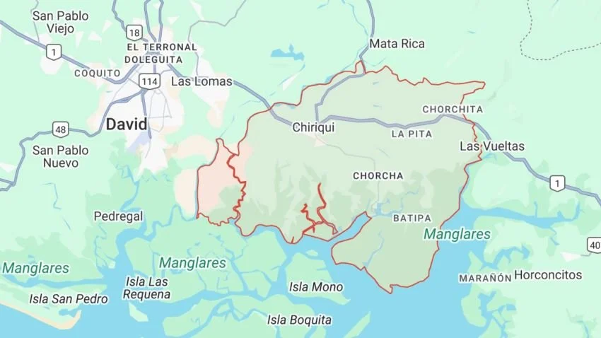 Map of Chiriqui Province Panama