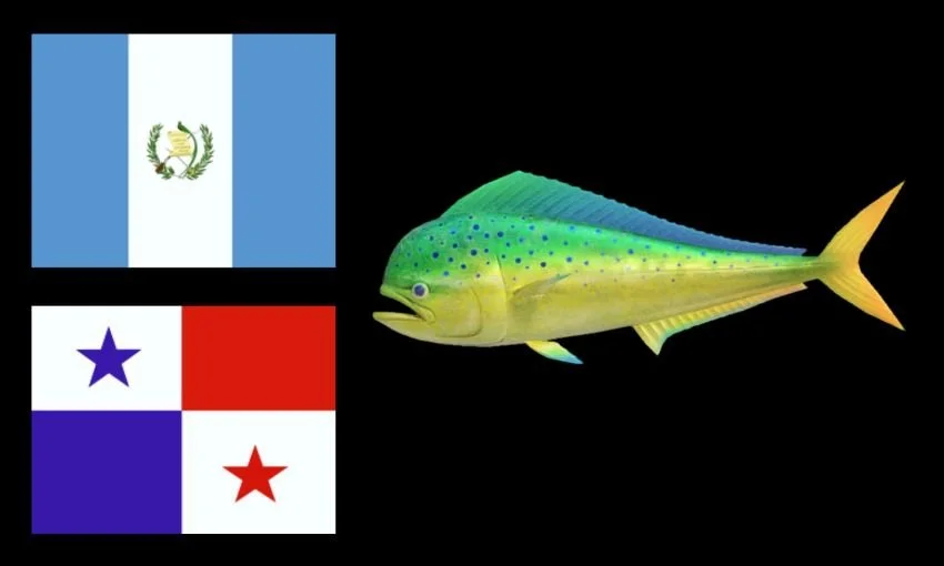 Mahi Mahi with flags of Guatemala and Panama