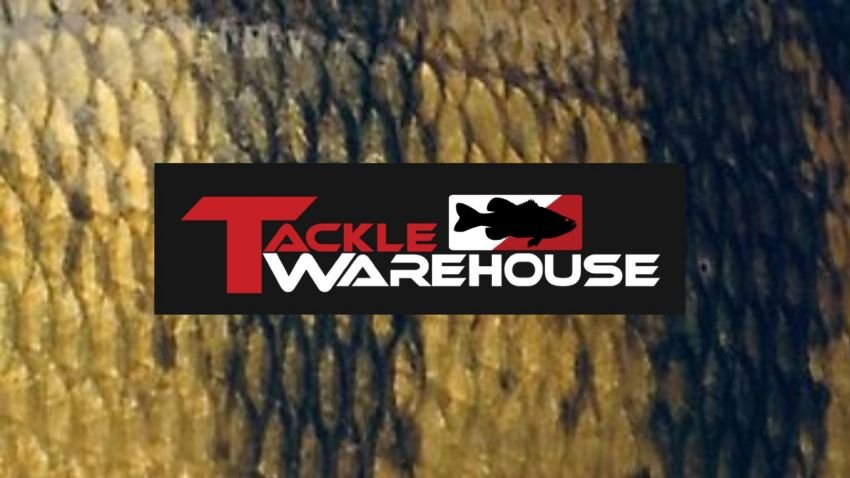 tackle warehouse logo over a yellow perch background