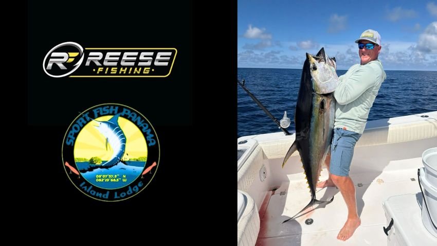 Skeet Reese holding massive yellowfin tuna in Panama
