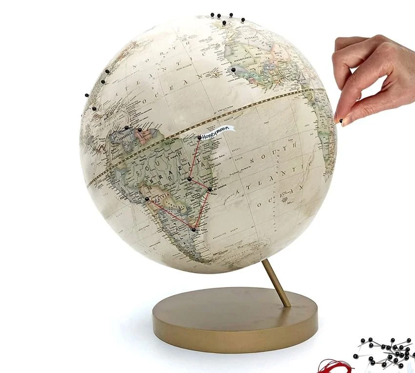 Push pin globe to mark where you've been