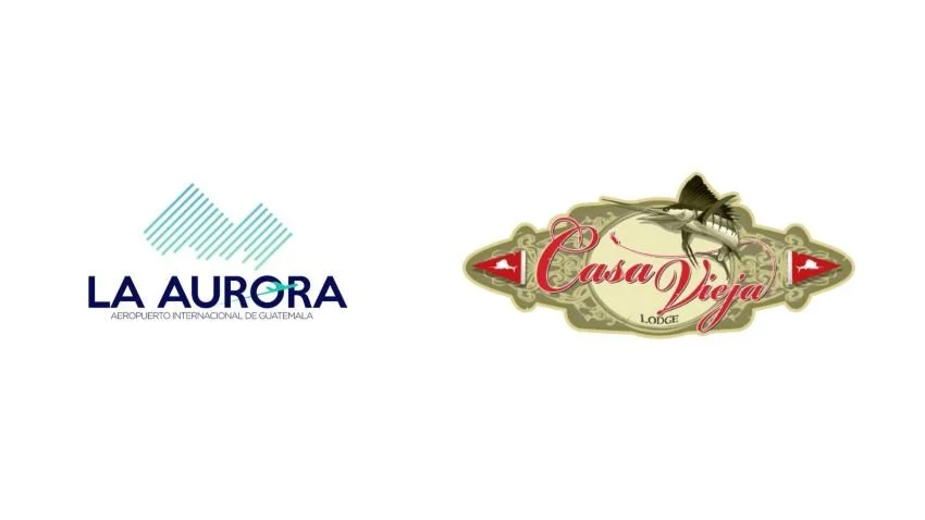 Logos of La Aurora International Airport (GUA) and Casa Vieja Lodge