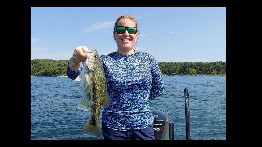 Hanna Robbins with spotted bass from Table Rock Lake Missouri