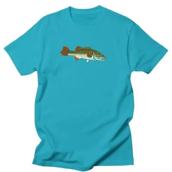 Hank's Fish Art Coosa River Spotted Bass t-shirt blue