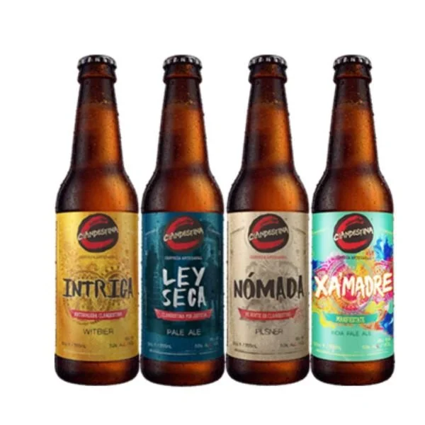 Three bottles of craft brews from Cerveceria Clandestina Craft Brews from Panama