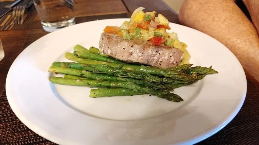 dinner at luxury fishing lodge Alaska