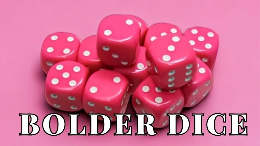Pink six-sided dice on a pink background