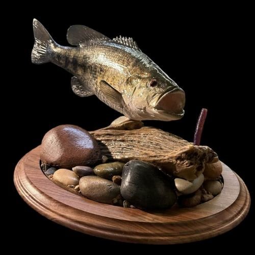 Meanmouth bass mount Duane Hada pedestal base