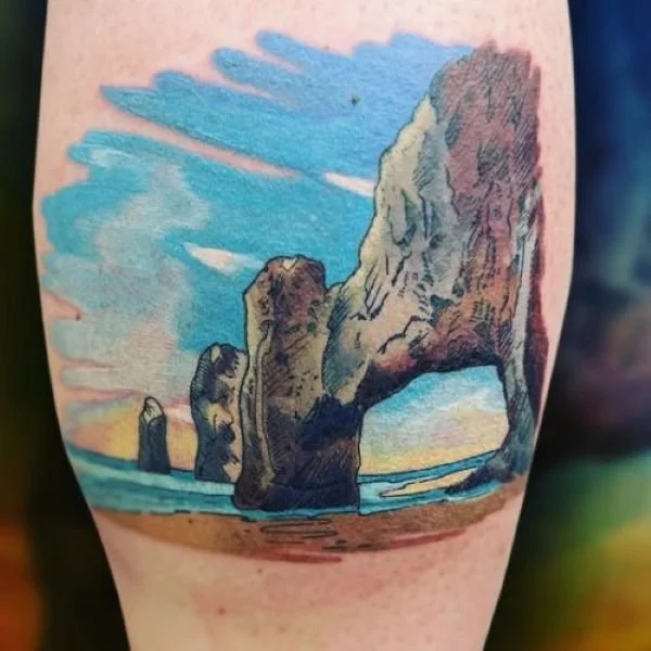 realistic tattoo of Cabo Arco