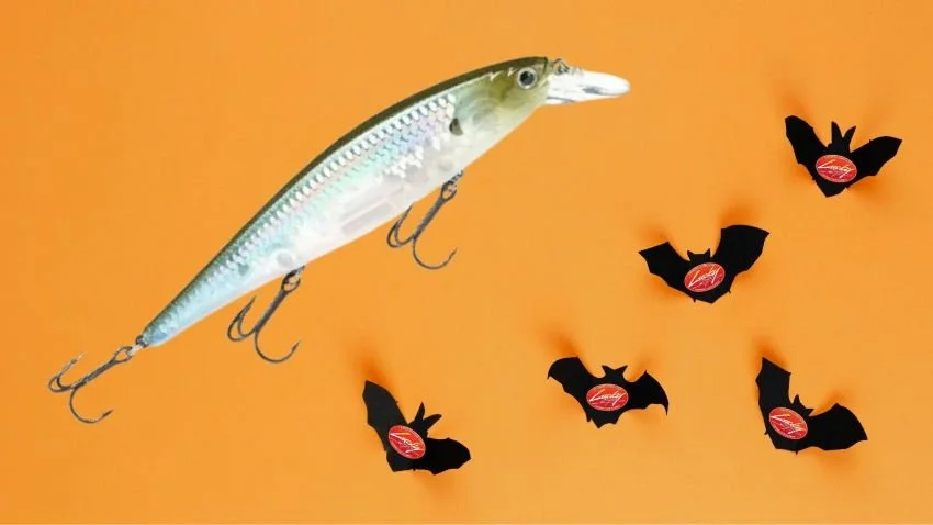 Lucky Craft Jerkbait with small Halloween bats