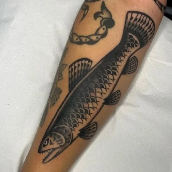 Colorful Amazon wolffish tattoo