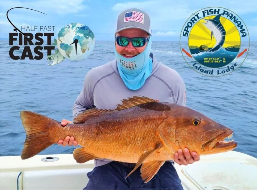 Angler with trophy cubera snapper in gulf of chiriqui Panama