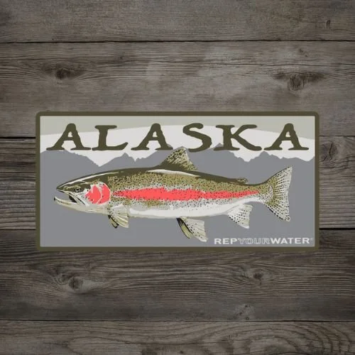 RepYourWater Alaska Rainbow trout rectangle decal