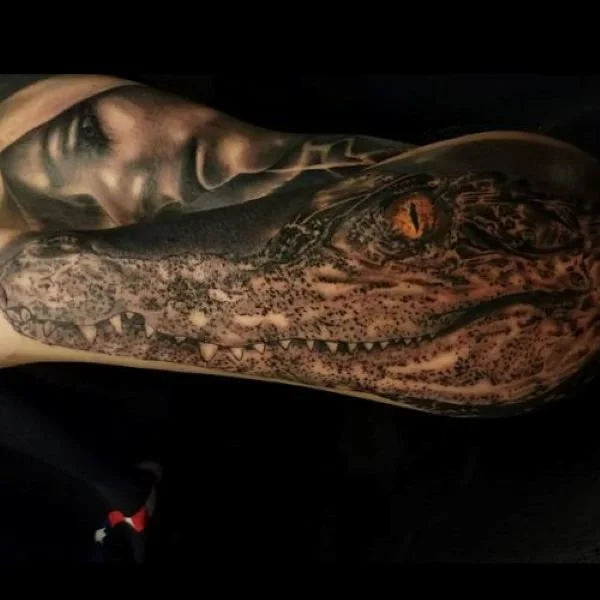 Dark caiman head tattoo Amazon