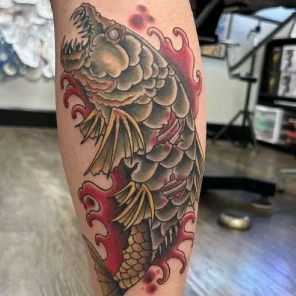 leaping zombie tigerfish tattoo