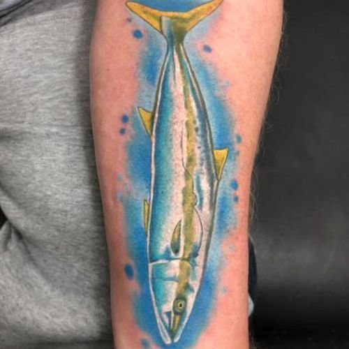 full color yellowtail fishing tattoo