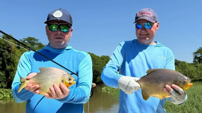 fly fishing pacu double in Argentina