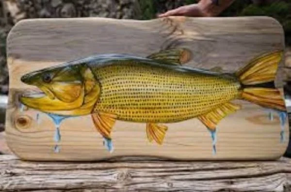 Piper Nunn Art Golden Dorado Fish painted on wood