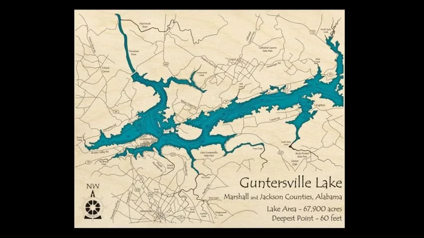 Map of Guntersville Lake North Alabama