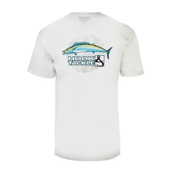 Hook & Tackle leaping wahoo white t-shirt